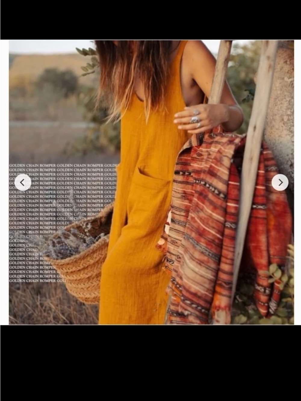 Myrah Penaloza Golden Chain Romper/Jumpsuit 100% Linen One Size - Picture 5 of 12